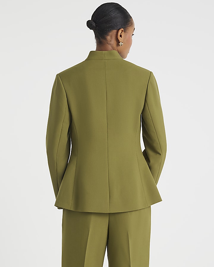 Green Collarless Blazer