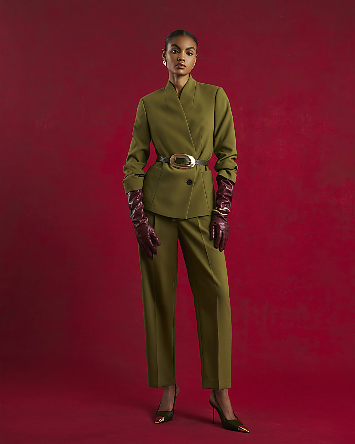 Green Collarless Blazer