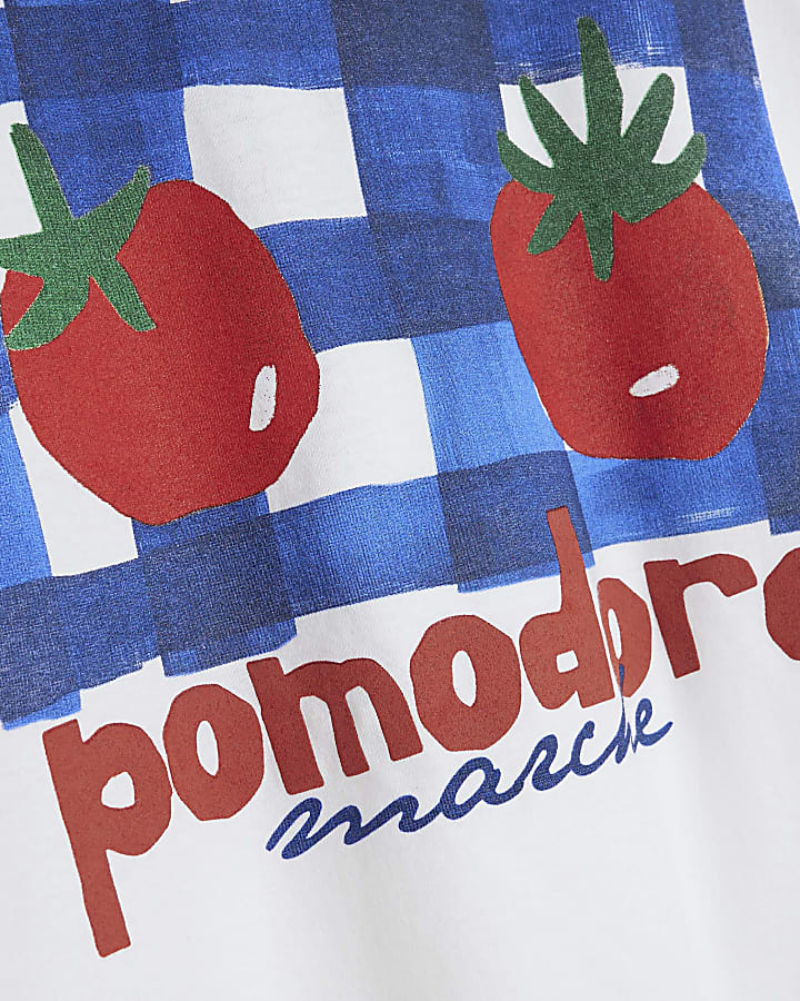 White Short Sleeve Gingham Pomodoro T-shirt