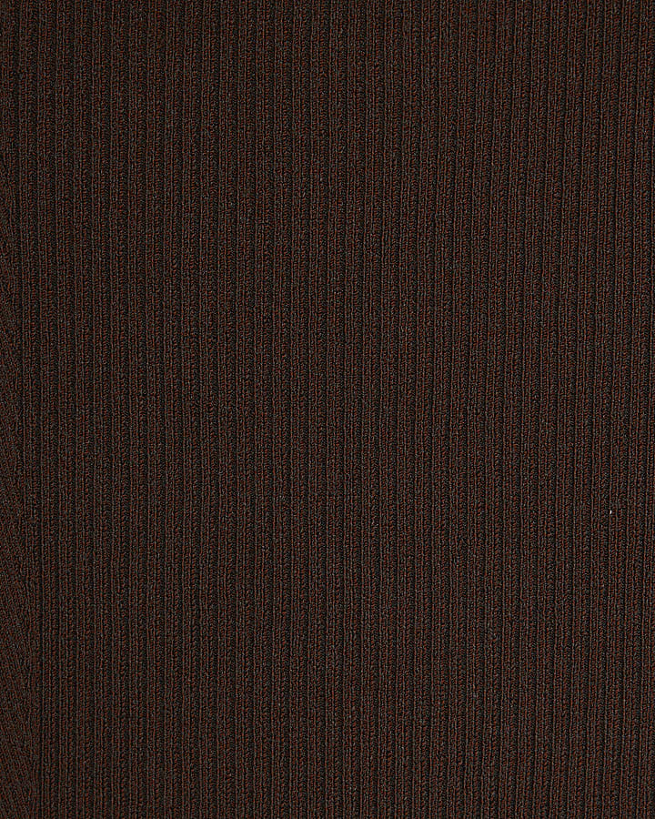 Brown Knit Bardot Top