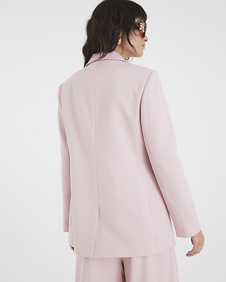 Pink Long Sleeve Double Breasted Blazer