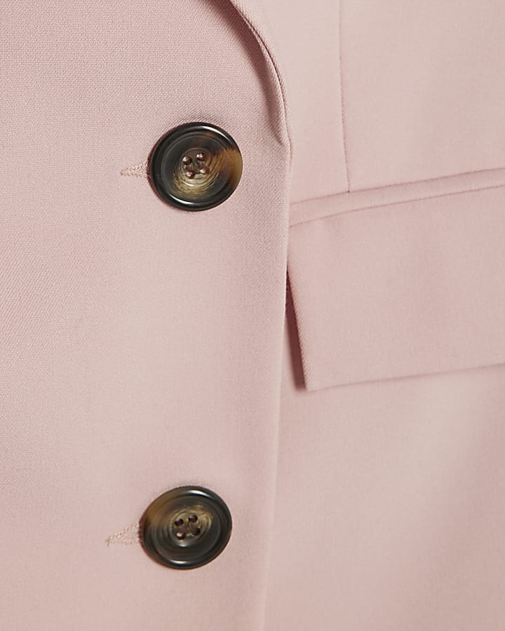 Pink Long Sleeve Double Breasted Blazer