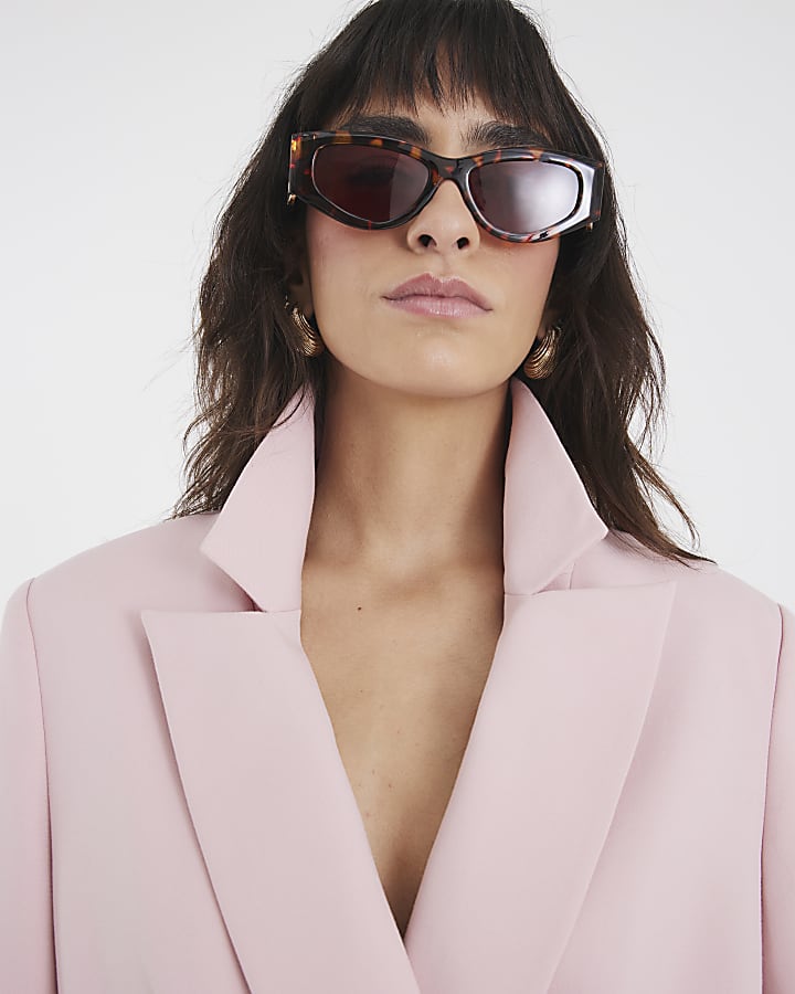 Pink Long Sleeve Double Breasted Blazer