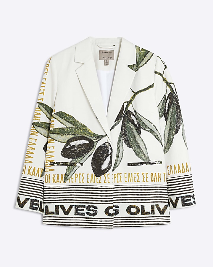 Cream Atlas Print Blazer