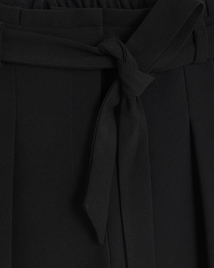 Black Tie Waist Tapered Trousers