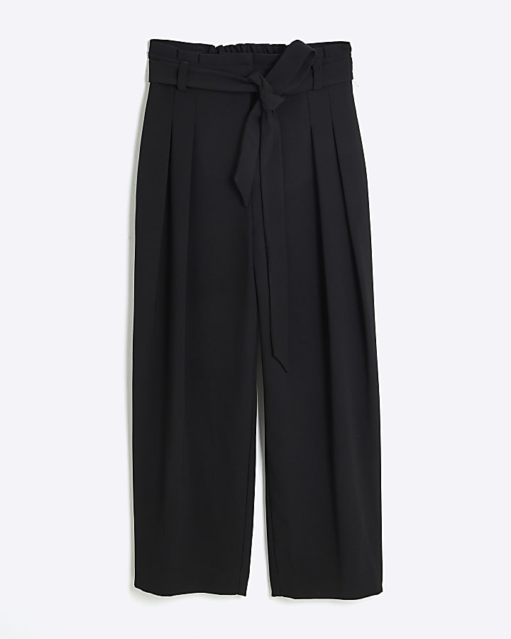 Black Tie Waist Tapered Trousers
