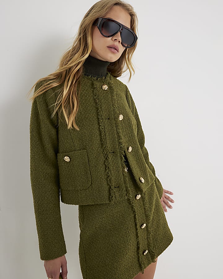 Green Boucle Fringed Trophy Jacket
