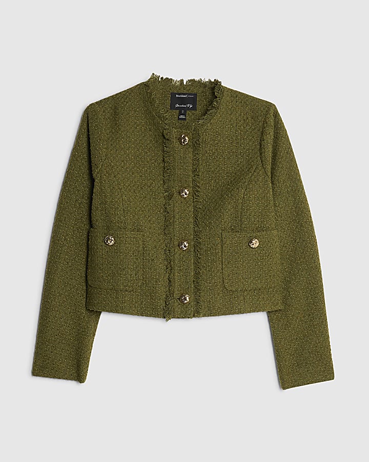 Green Boucle Fringed Trophy Jacket