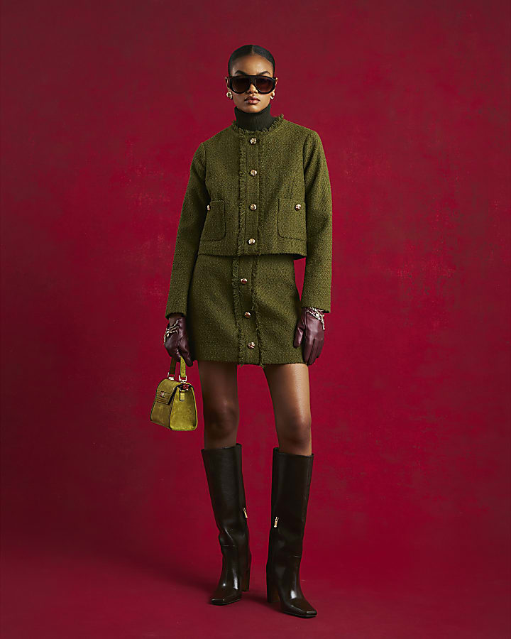 Green Boucle Fringed Trophy Jacket