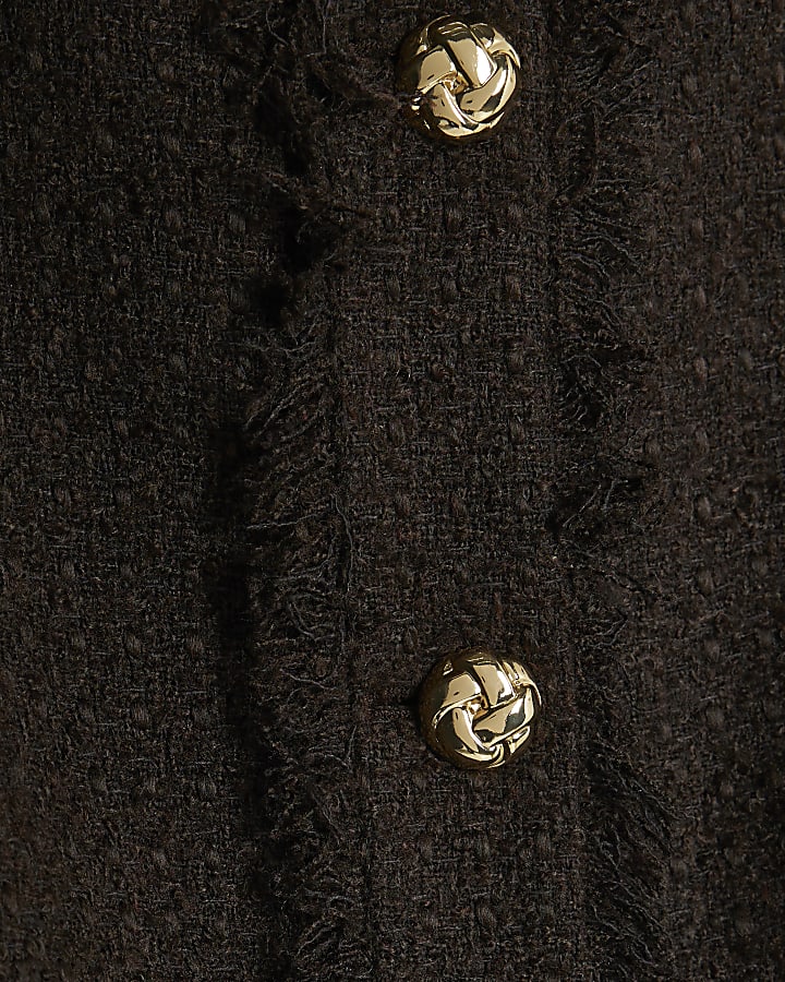 Brown Boucle Button Up Jacket