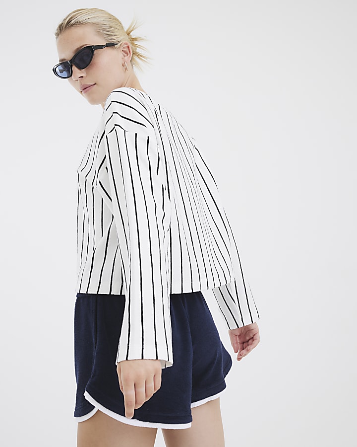 White Stripe Long Sleeve Top