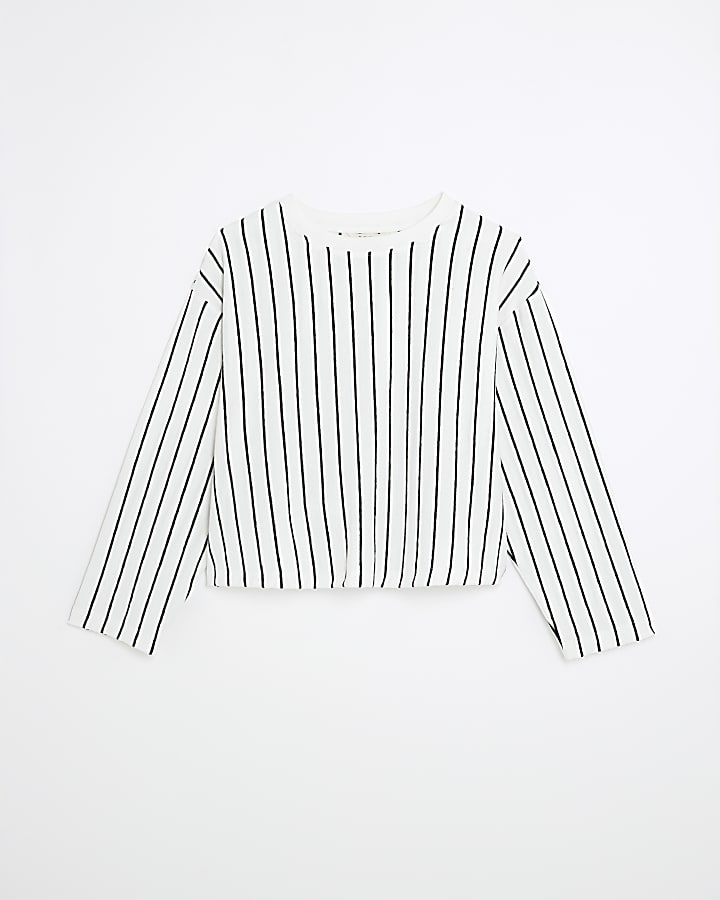 White Stripe Long Sleeve Top