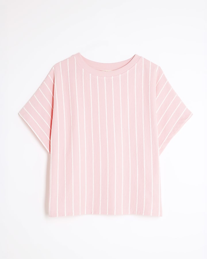 Pink Short Sleeve Stripe T-shirt