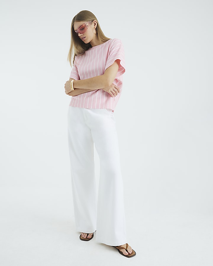 Pink Short Sleeve Stripe T-shirt