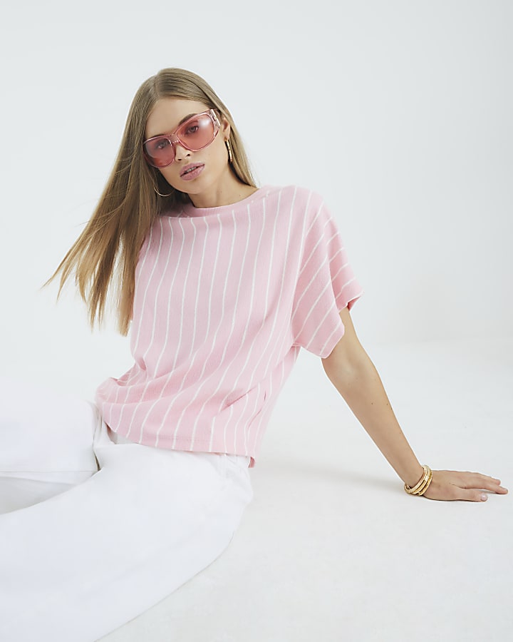 Pink Short Sleeve Stripe T-shirt