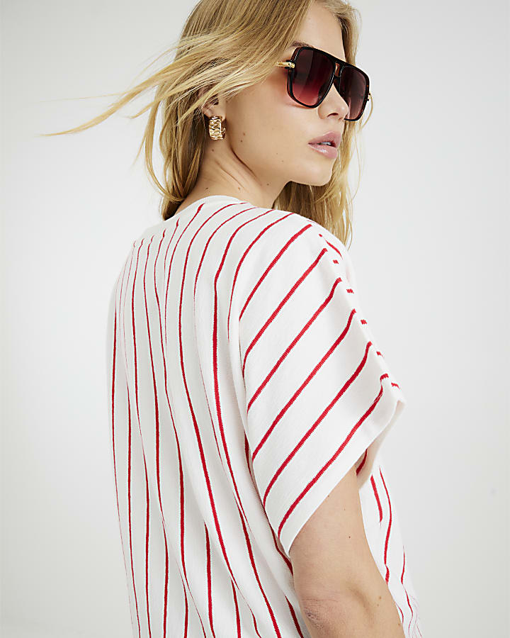 Red Short Sleeve Stripe T-shirt
