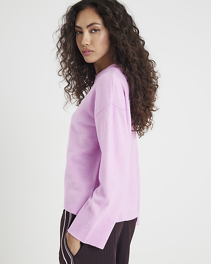 Pink Knitted Crew Neck Jumper