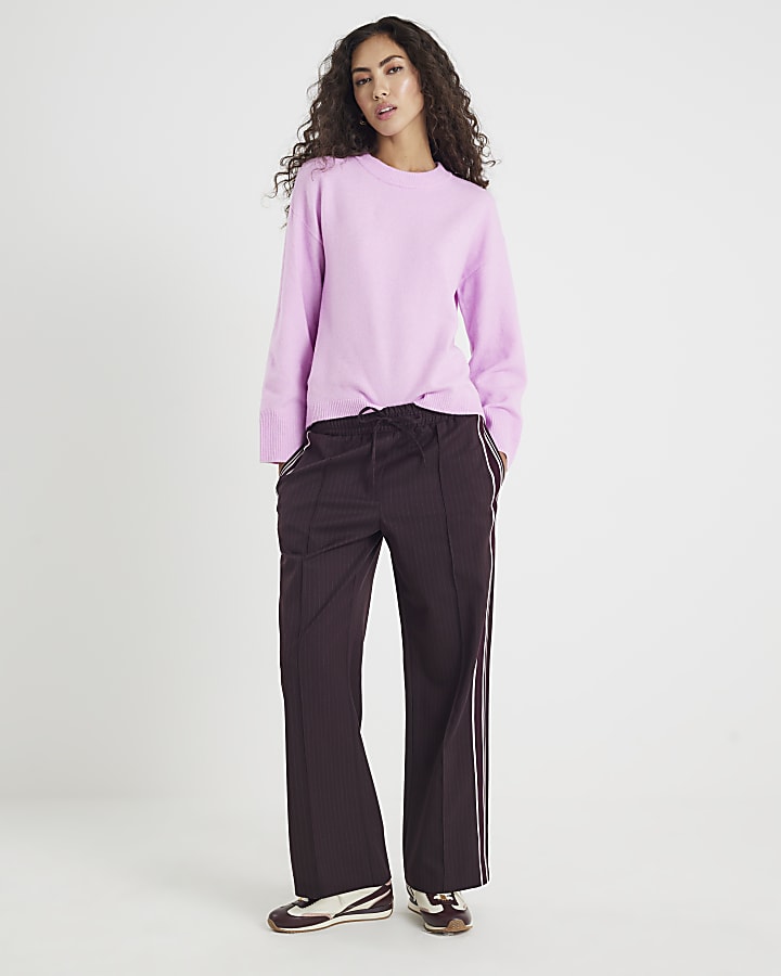 Pink Knitted Crew Neck Jumper