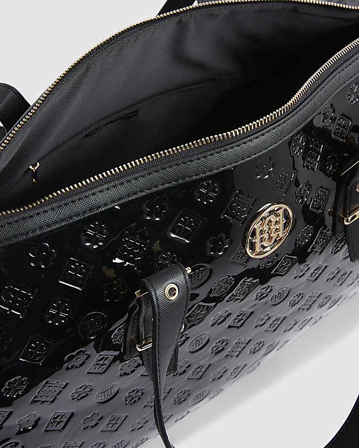 Black Patent Monogram Charm Holdall bag