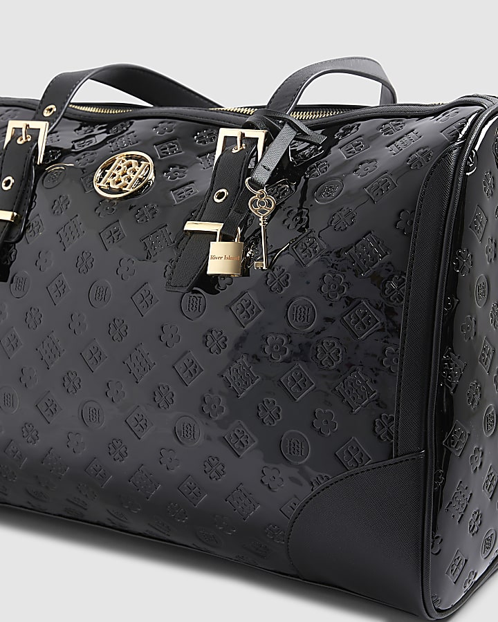 Black Patent Monogram Charm Holdall bag