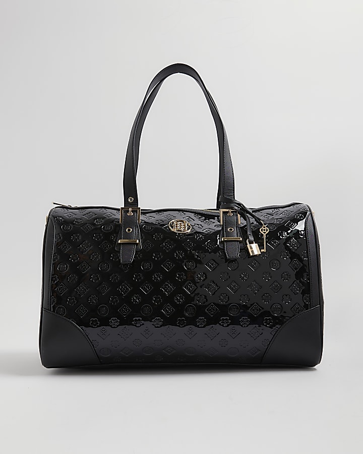Black Patent Monogram Charm Holdall bag