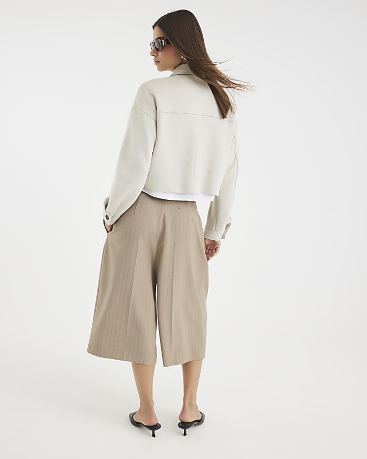 Stone Faux Suede Overshirt
