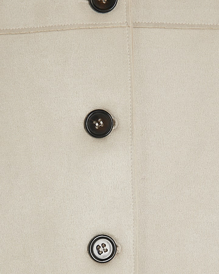 Stone Faux Suede Overshirt