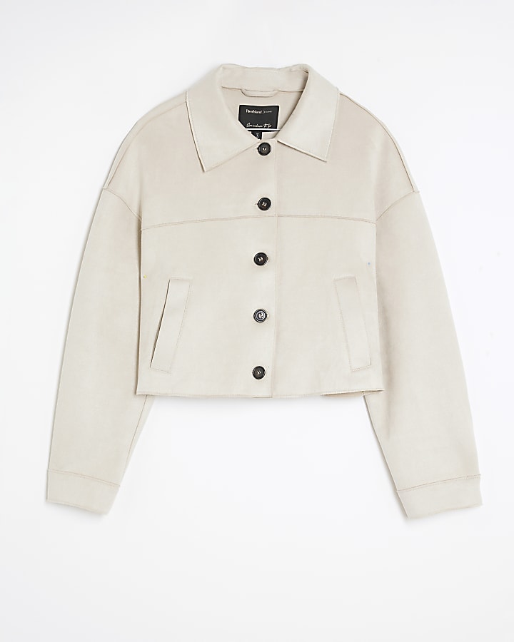 Stone Faux Suede Overshirt