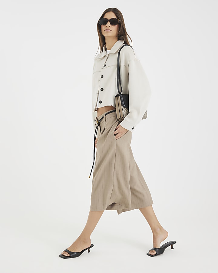 Stone Faux Suede Overshirt