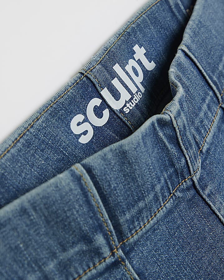 Petite Blue Pull On Flared Jeans