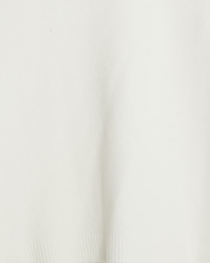Cream Knitted Crew Neck Jumper