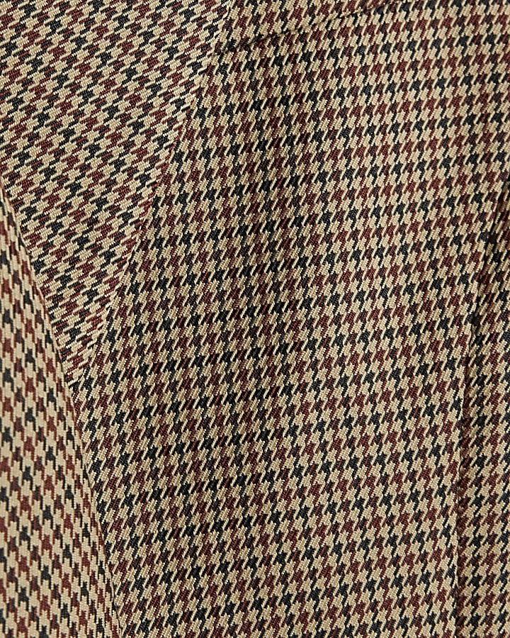 Brown Dogtooth Cropped Blazer