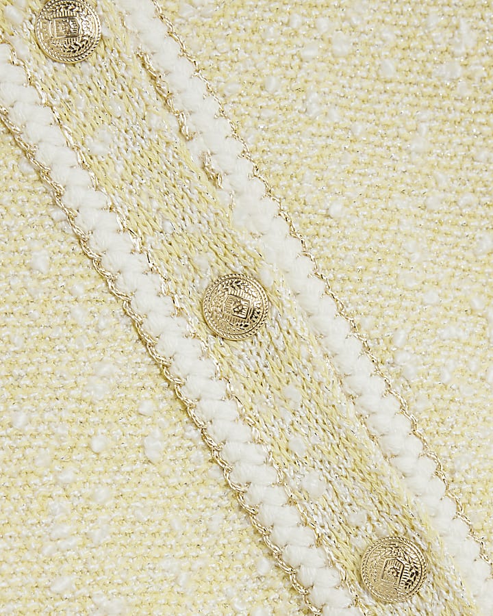 Yellow Long Sleeve Boucle Edge Cardigan