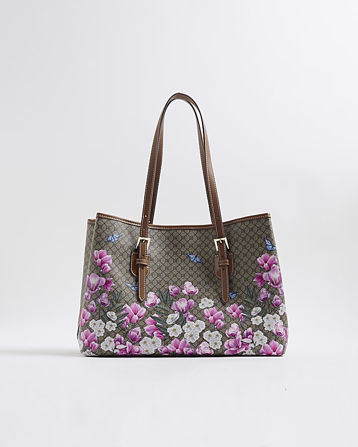 Brown Morgan Floral Monogram Shopper Bag
