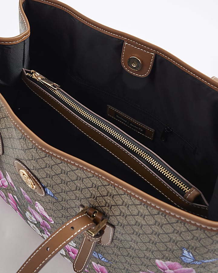 Brown Morgan Floral Monogram Shopper Bag