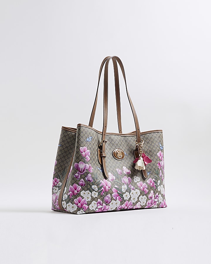 Brown Morgan Floral Monogram Shopper Bag