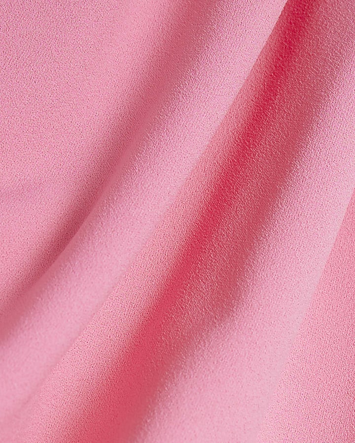 Pink Short Sleeve Drape Scuba Top