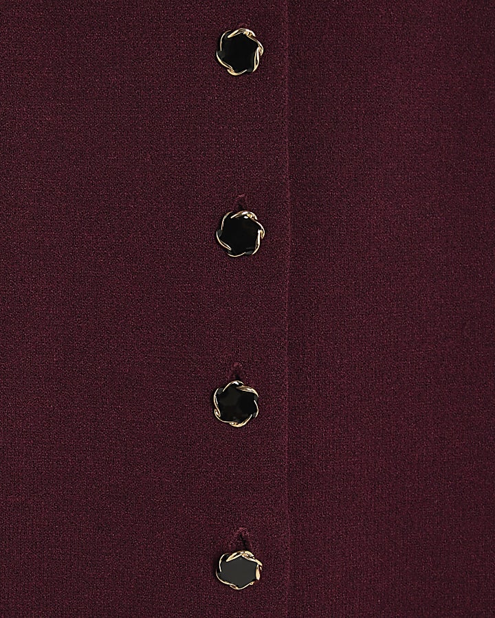 Red Knitted Longline Waistcoat