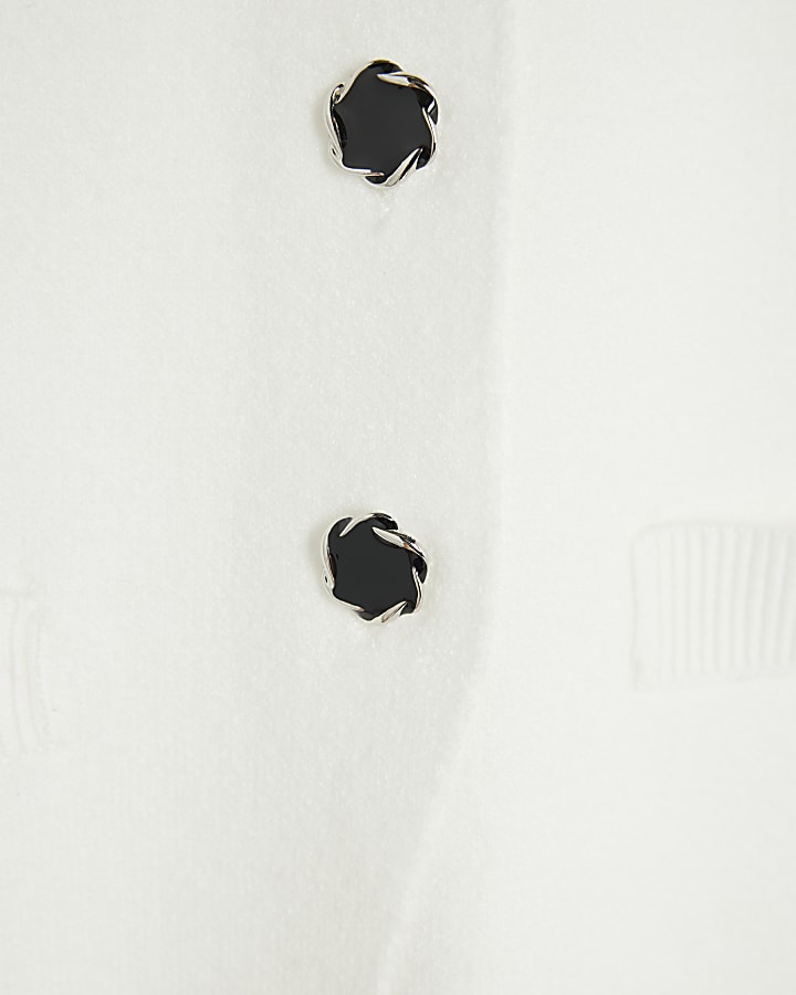 White Knitted Longline Waistcoat