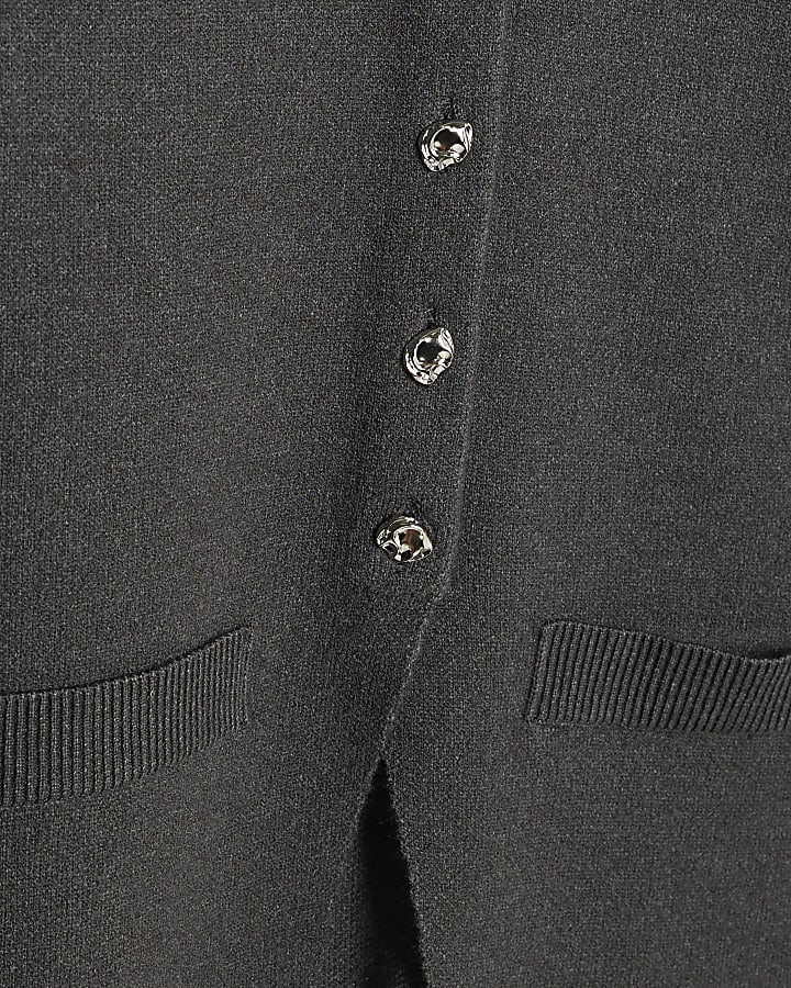 Grey Knitted Button Up Cardigan