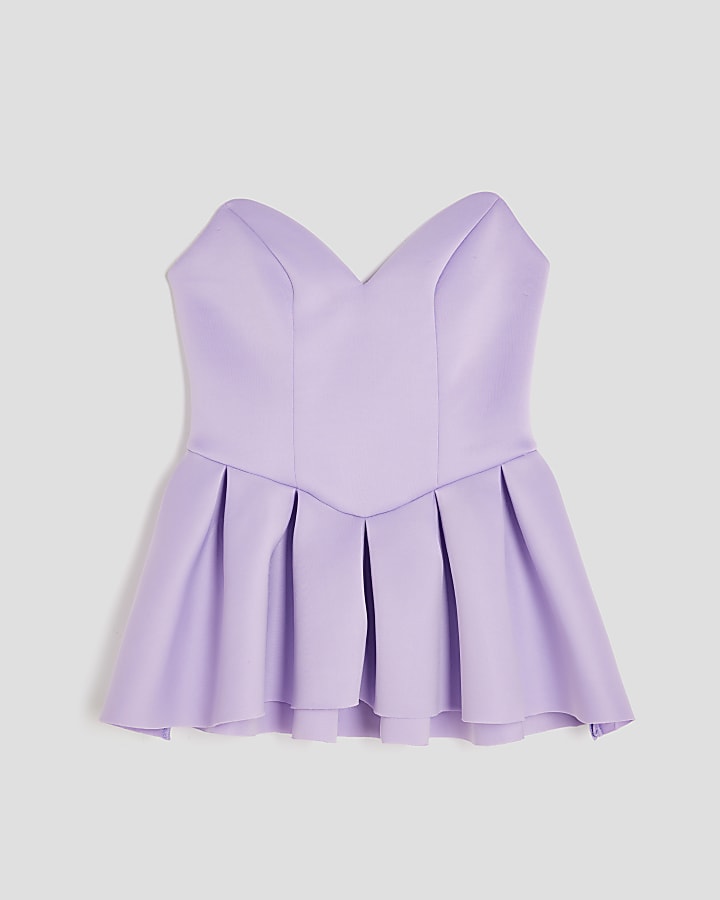 Purple Sweetheart Peplum Bandeau Top