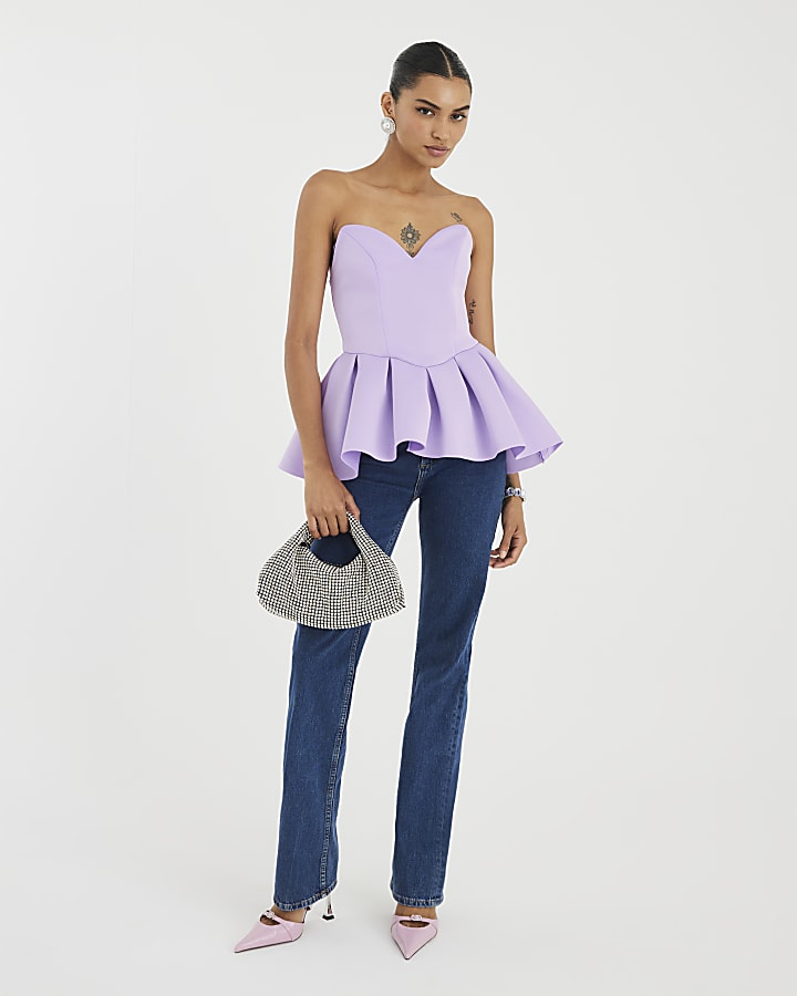 Purple Sweetheart Peplum Bandeau Top