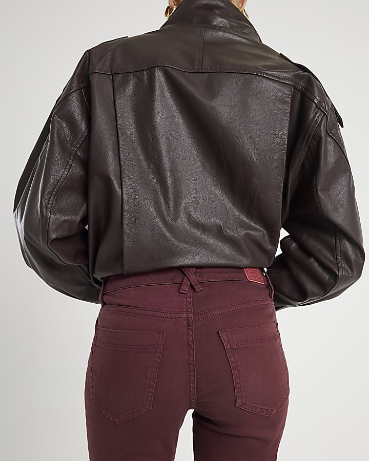 Red Mid Rise Bootcut Trousers