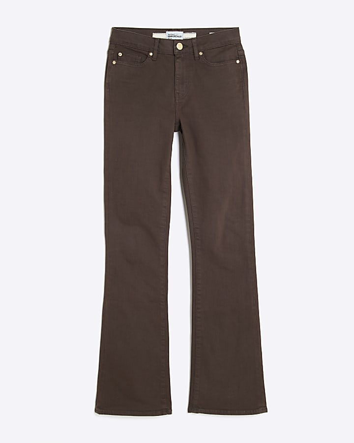Brown Mid Rise Bootcut Jeans