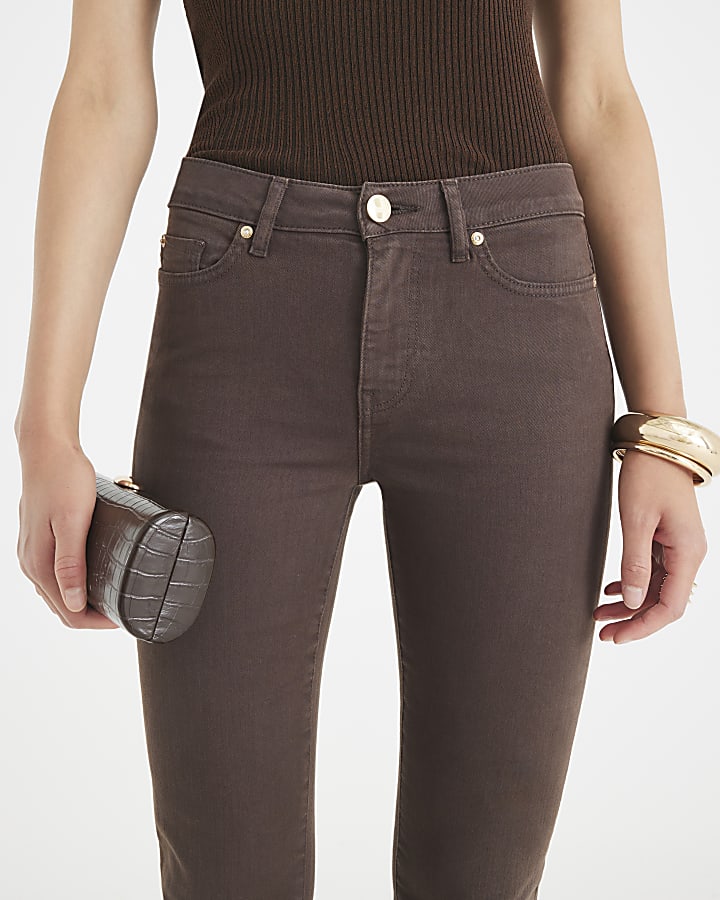 Brown Mid Rise Bootcut Jeans