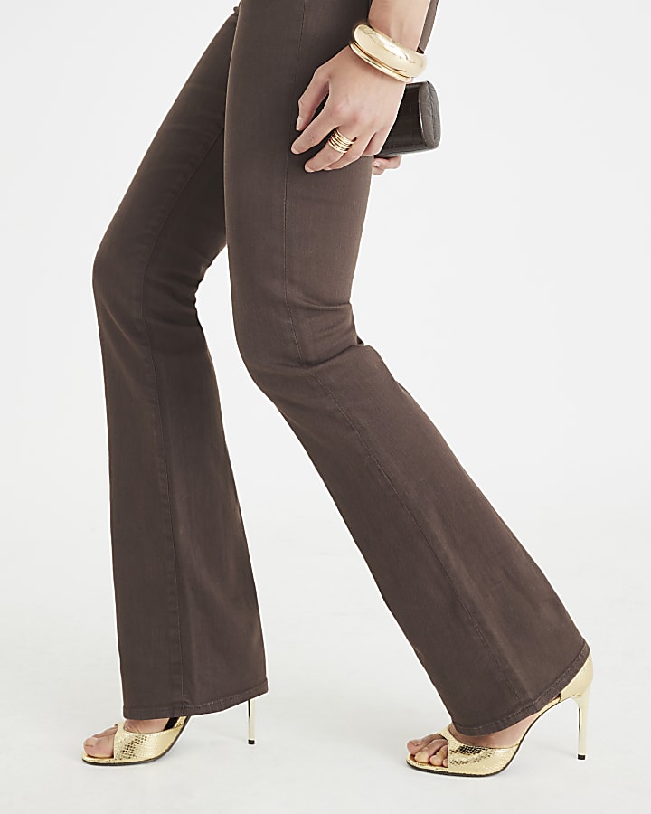 Brown Mid Rise Bootcut Jeans