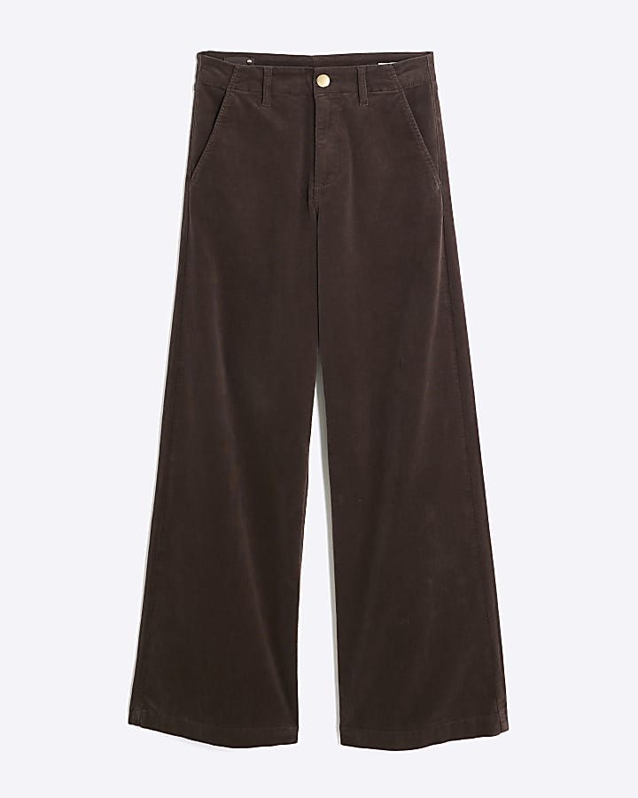Brown Corduroy Wide Leg Trousers
