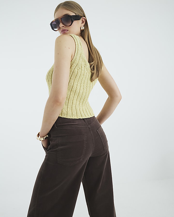 Brown Corduroy Wide Leg Trousers