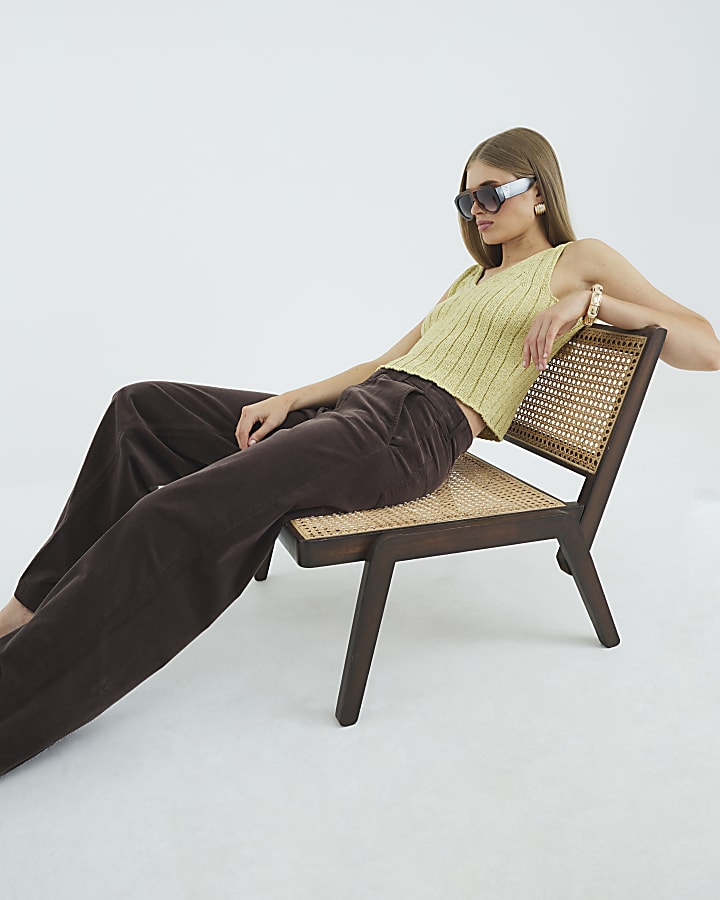 Brown Corduroy Wide Leg Trousers