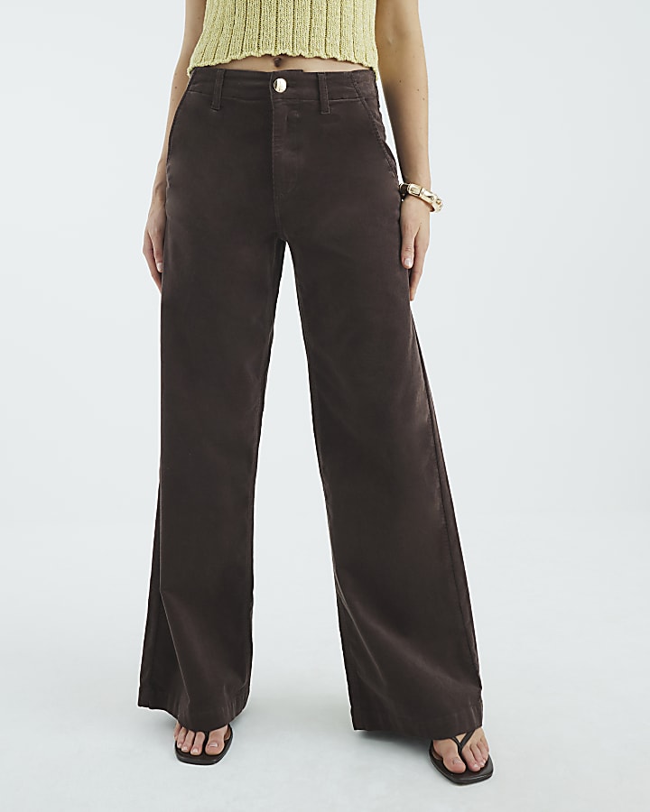 Brown Corduroy Wide Leg Trousers